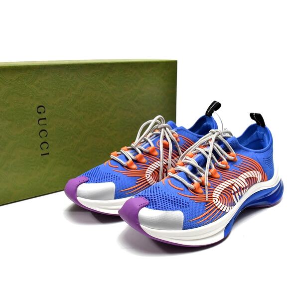 GUCCI Men's Run Sneaker Low Top Blue White Orange 680893 Size 11 US 11.5 NEW - Picture 11 of 13